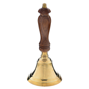 латунный колокольчик с деревянной ручной, 16х6,2 см
