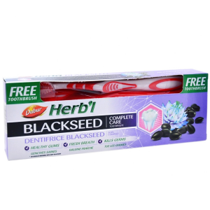 зубная паста с Чёрным Тмином Дабур (Dabur Herbl Black Seed) в комплекте с зубной щёткой, 150 гр.