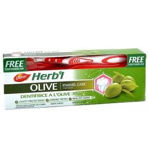 зубная паста Олива Дабур для эмали (Dabur Herbl Olive) с зубной щёткой, 150 грамм