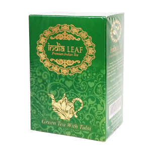 листовой Зелёный чай с Тулси и Мятой Индиан Лиф (Green tea Tulsi and Mint, India Leaf), 100 грамм