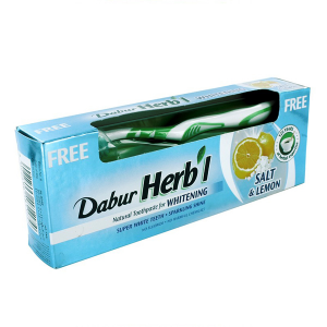 зубная паста Dabur Herbl Salt & Lemon в комплекте с зубной щеткой, 150 гр.