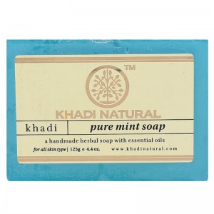 Натуральное ментоловое глицериновое мыло Кхади (Mint Glycerine Soap Khadi Natural), 125 грамм