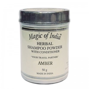 Сухой шампунь-кондиционер на основе мыльных бобов Шикаккай Амбер (Herbal Shampoo powder Magic of India), 50 грамм