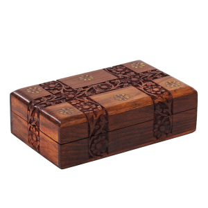 деревянная резная шкатулка с инкрустацией Цветочная Магия, 20х13 см